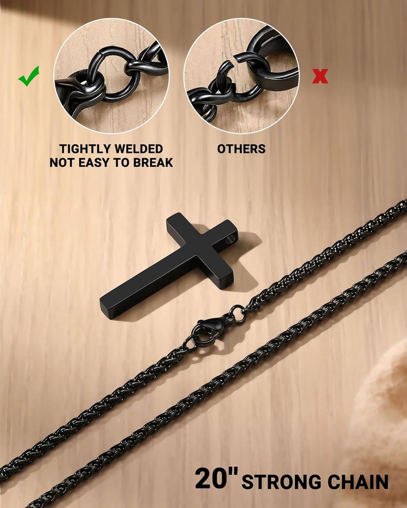 UNGENT THEM Be Strong in Faith – Bible Verse Stainless Steel Cross Necklace for Men Teen Boys Christian Christmas Gifts - Image 5